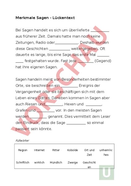 sagen merkmale unterricht