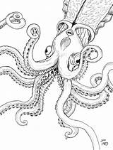 Kraken Cryptozoology Octopus sketch template