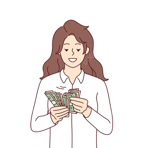 mulher sorridente contando notas de dinheiro png mulher dinheiro
