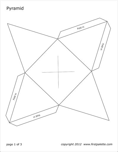 printable square pyramid template templates printable  paper