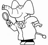 Magnifying Glass Detective Cartoon Coloring Elephant Using Color Netart Getcolorings Pages sketch template