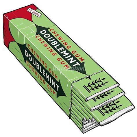 Line Drawing Of Wrigley S Doublemint Chewing Gum Illustration And