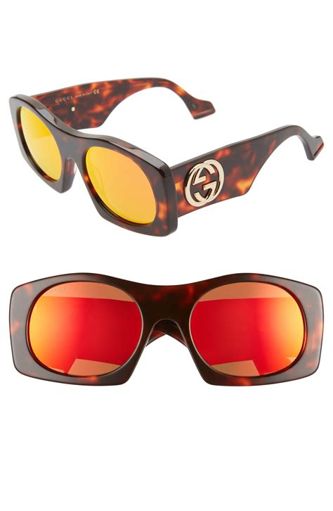 Gucci 57mm Rectangular Sunglasses Havana In Red For Men Lyst
