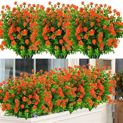 coolmade  bundles outdoor artificial flowers uv resistant fake boxwood plants faux greenery