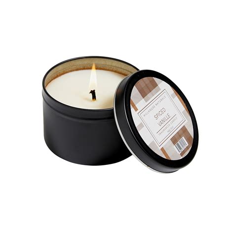 spiced vanille candle in black tin 5oz ctn 6