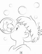 Ghibli Colouring Drawings Ponyo Estudio Florais Ilustrações Tatuagens Kunst Chihiro Tutoriais Sketches Kiki Drawing Esboços Desenhando Coloração Adulta Lineart Pequenos sketch template