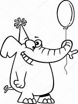 Globos Verjaardag Kleurplaat Gelukkige Elefante Outlined Ballon Kleurplaten Olifant sketch template