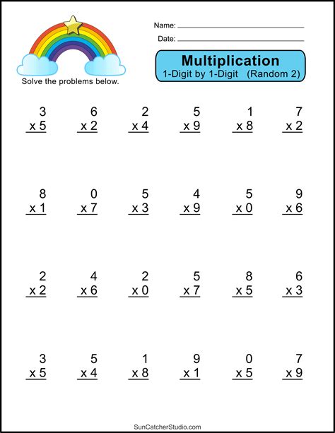 multiplication worksheets  digit math drills diy projects