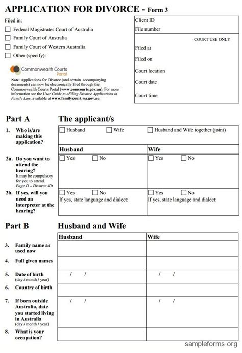 printable sample divorce template form divorce forms  divorce