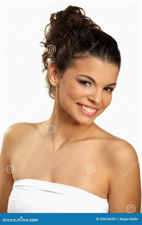 Cute Brunette Smiling Stock Image Image Of Skin Sensual 23634639