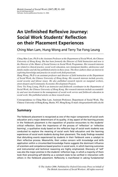 social work reflective log