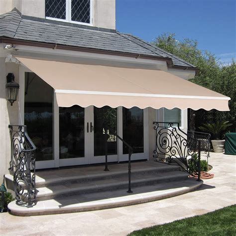 xtremepowerus  manual retractable patio awning outdoor sun shade canopy tan walmartcom