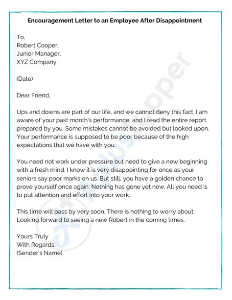 sample encouragement letters format examples    write