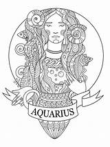 Coloring Aquarius Zodiac Sign Book Vector Adult Pages Adults Illustration Fotolia Signs Tattoo Colouring Au Stock Color Stress Anti Visit sketch template