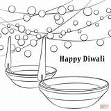 Diwali Coloring Happy Pages Printable Drawing Kids Lamp Template Festival Divali Sketch Kleurplaten Drawings Cards Printables Super Supercoloring Print India sketch template