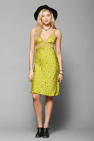 betsey johnson vintage for uo katie jane lacetrim slip dress in yellow lyst