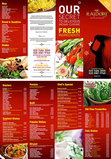 crisp colorful takeaway menu leaflet chefonlinecom
