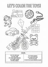 Toys Color Worksheet Worksheets Esl Preview sketch template