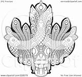 Sri Lankan Mask Coloring Devil Outline Dancing Illustration Royalty Clipart Rf Lal Perera Background sketch template