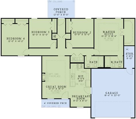 bedroom ranch home plan  st floor master suite cad   ranch