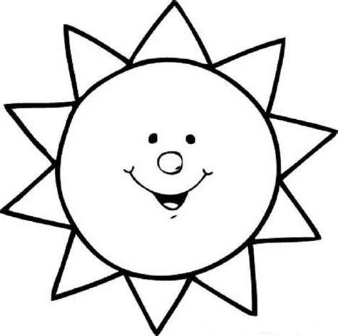 cartoon sun   happy face   face outlined  black  white