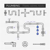 Sottile Linea Valvole Tubi Impianto Idraulico Elementi sketch template