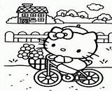 Kitty Hello Coloring Ef46 Bicycle Riding Printable Pages Book sketch template