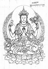 Yin Guanyin Four Hands Coloring Deviantart Pages Kwan Buddha Buddhist Painting Template Deities sketch template