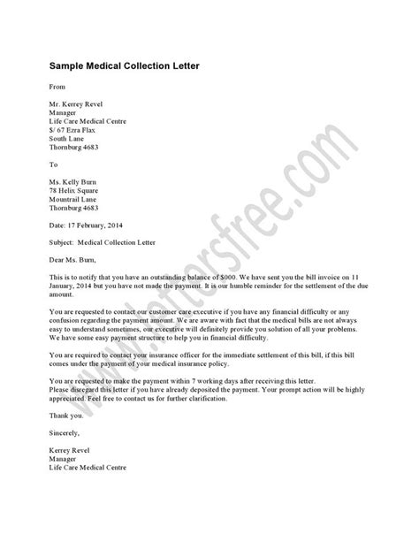 sample medical collection letter   doctors office