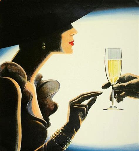 Champagne Girl Vintage Poster Print A Laminated Art