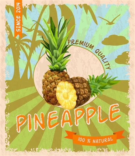 vector pineapple retro poster