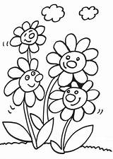 Lachende Ausmalen Ausmalbild Malvorlage Vier Blumenwiese Kostenlose sketch template