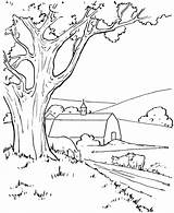 Coloring Pages Landscape Spring Popular Scenery sketch template
