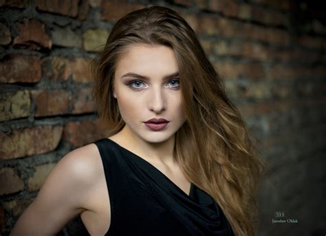 women model face portrait blonde blue eyes jaroslaw