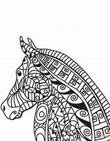 Coloring Horse Zentangle Pages Head Printable sketch template