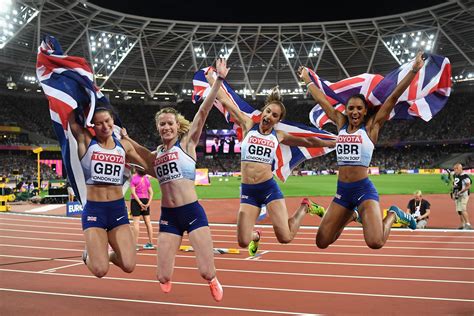 world athletics championships  results great britain win relay silver  womens xm