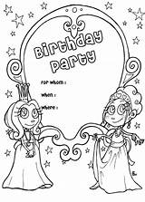 Coloring Birthday Pages Happy Card Printable Grandma Party Kids Princess Cards Mom Color Invitation Teacher Daddy Girls Print Invite Template sketch template
