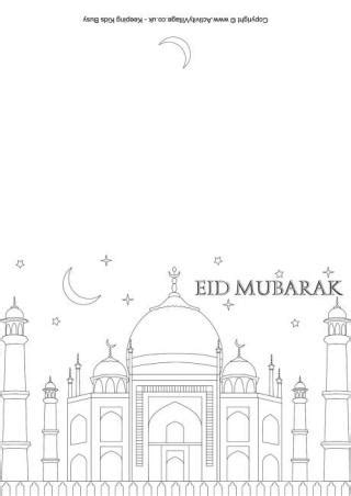 happy eid colouring card