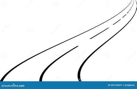 silhouette   curved road stock vector illustration  view direction