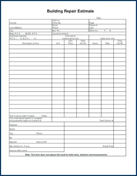 roofing estimate forms  form resume examples bwjknyx