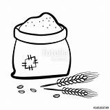 Flour Wheat Trigo Grains Harina Spikes Farina Borsa Vettore Punte Grani Grano Granos Ilustraci Bolso Loaf Webstockreview Rye Espigas sketch template