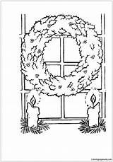 Christmas Pages Wreath Coloring Candles Holidays sketch template