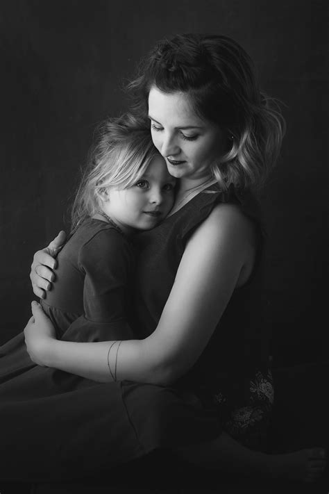 Mother Daughter Black And White Portrait