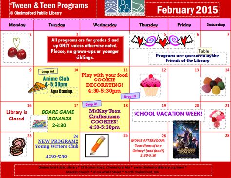 february fun for teens and tweens chelmsford public library