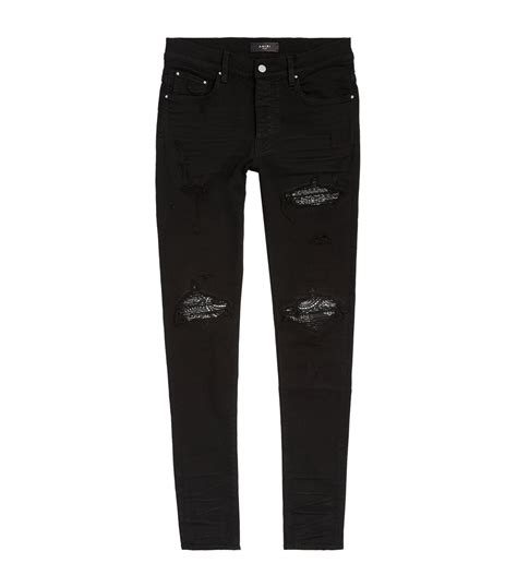 Distressed Bandana Detail Skinny Jeans
