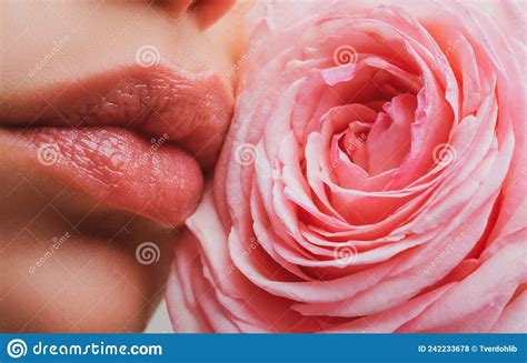 Girl Open Mouths Natural Beauty Lips Woman Lips With Pink Lipstick
