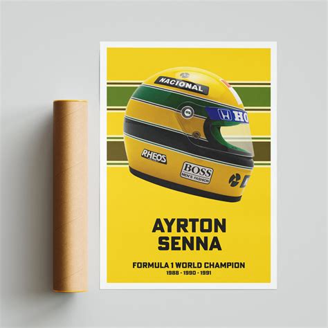 Ayrton Senna Helmet Retro Classic Art Poster Print Formula 1 Etsy Canada