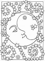 Moon Coloring Pages Space Printable Adult Stars Sun Color Kids Sheets Star Board Mandala Choose Pretty Write Doodle sketch template