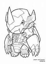 Digimon Wargreymon Chibi Dibujos Crests Kevinraganit Lineart sketch template