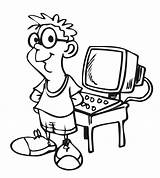 Coloring Computer Pages Clipart Color Kids sketch template